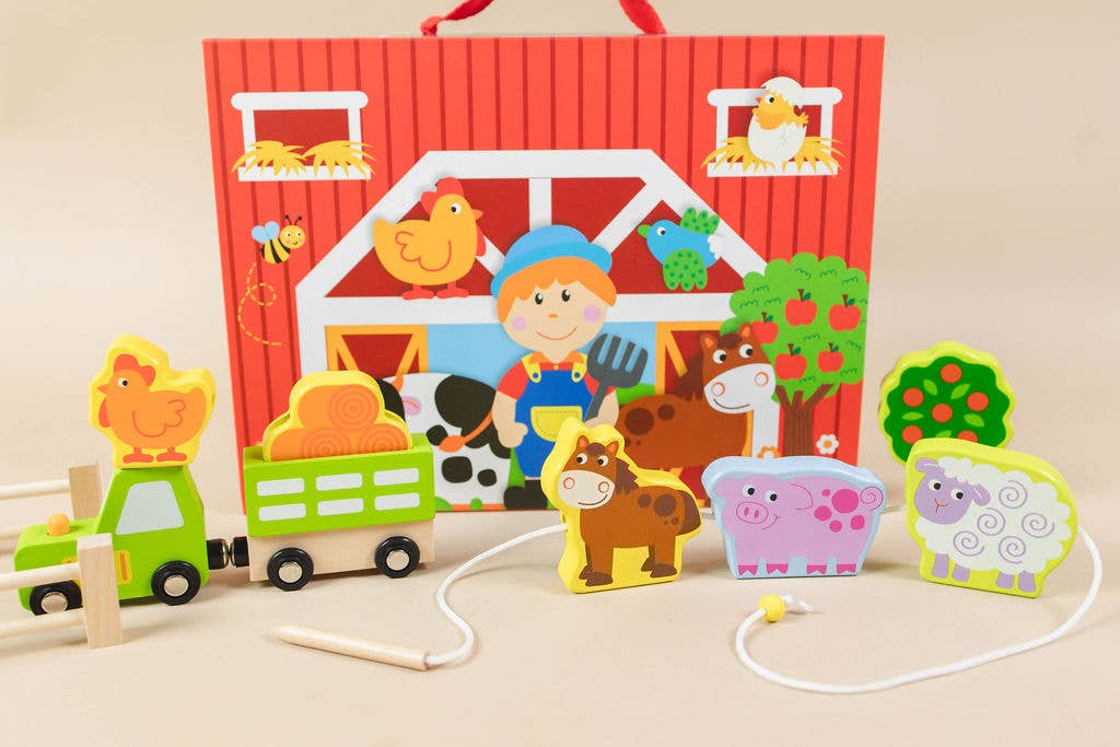 Spirit 'N Sprout - CASE Farm Play Set Lacing Toy - Open-ended Scene