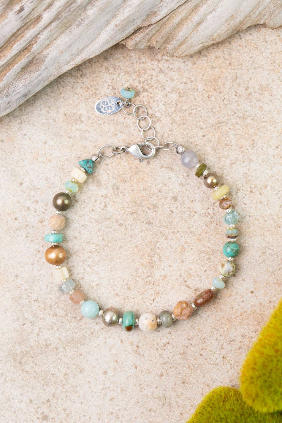 Anne Vaughan Designs Jewelry - Earthy Girl 7.5-8.5" Freshwater Pearl, Turquoise Collage Bracelets