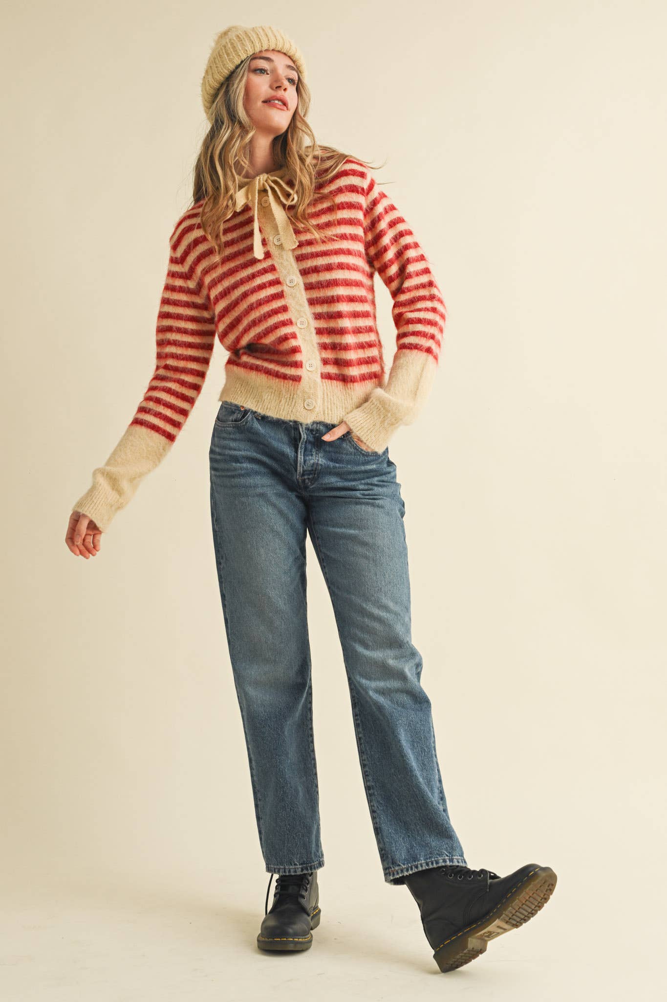 &MERCI - STRIPED HOODIE SWEATER CARDIGAN MSW11063