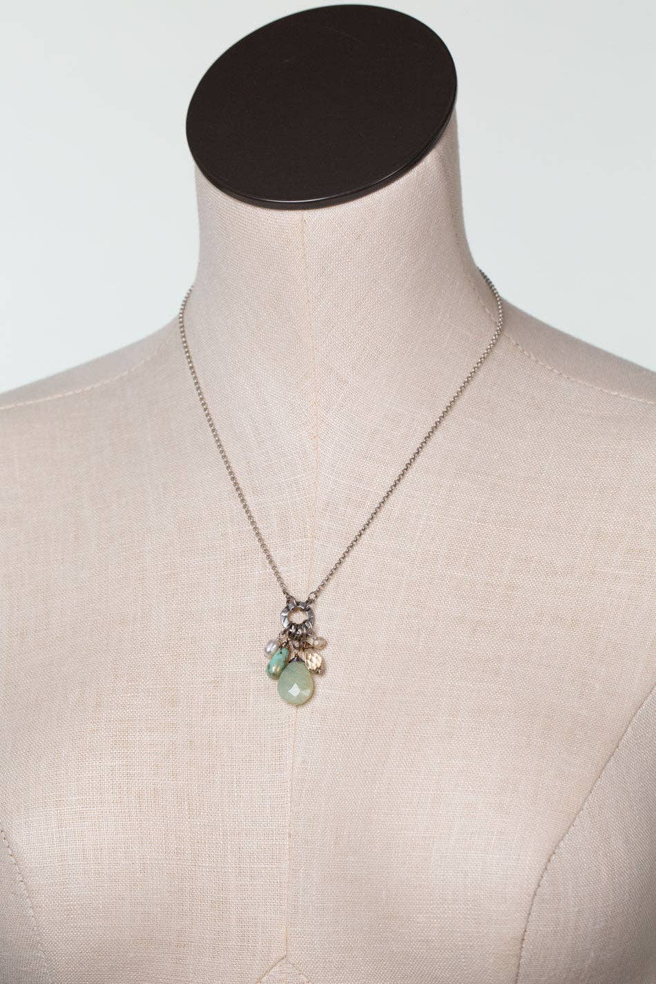 Anne Vaughan Designs Jewelry - Mint Julep 18-20" Czech Glass, Amazonite, Crystal Cluster Necklace