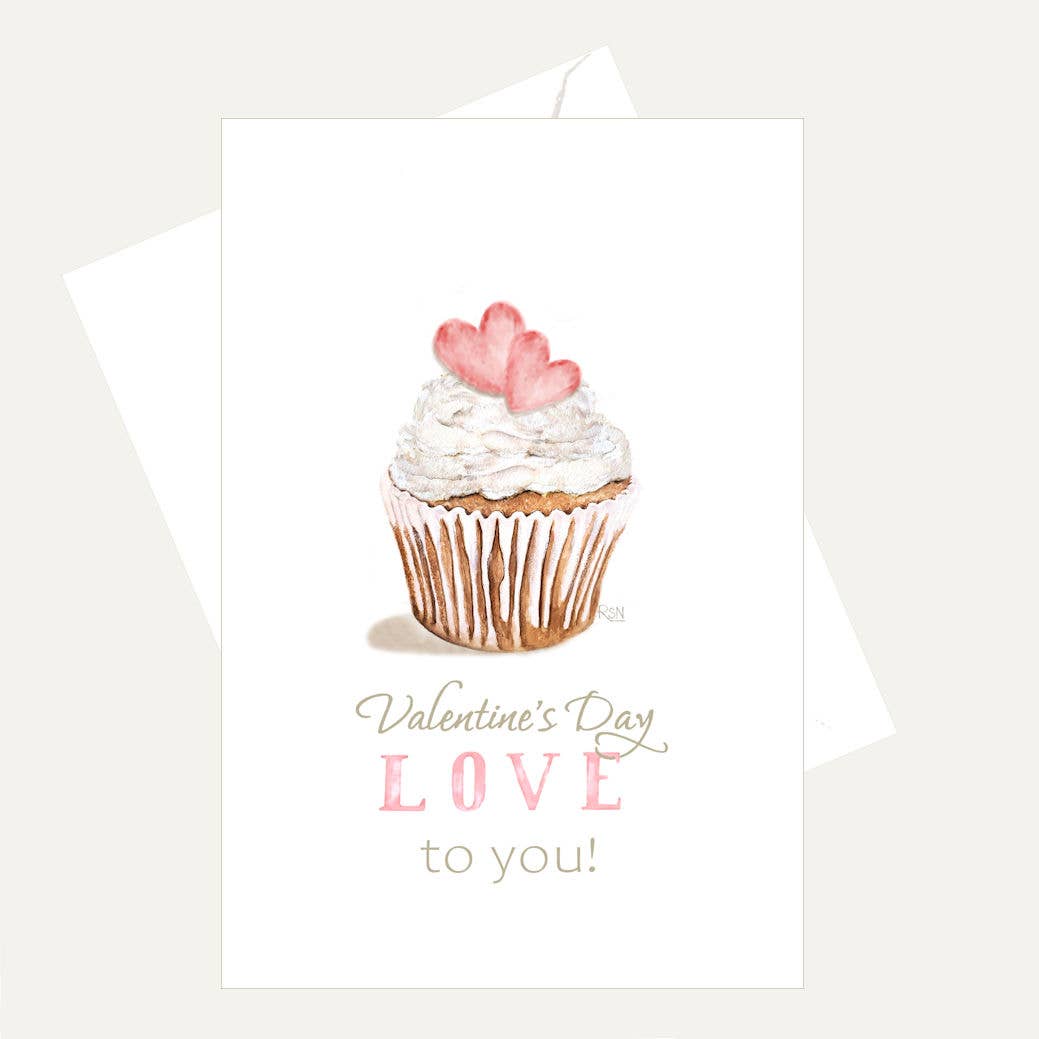 Bellflower Girl - Valentine's Day LOVE To You - Cupcake Heart Friendship Card