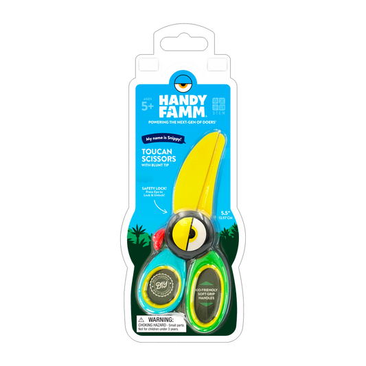 Handy Famm - Kids' Scissors w/ Safety Lock Eyelid - Toucan - "Snippy"
