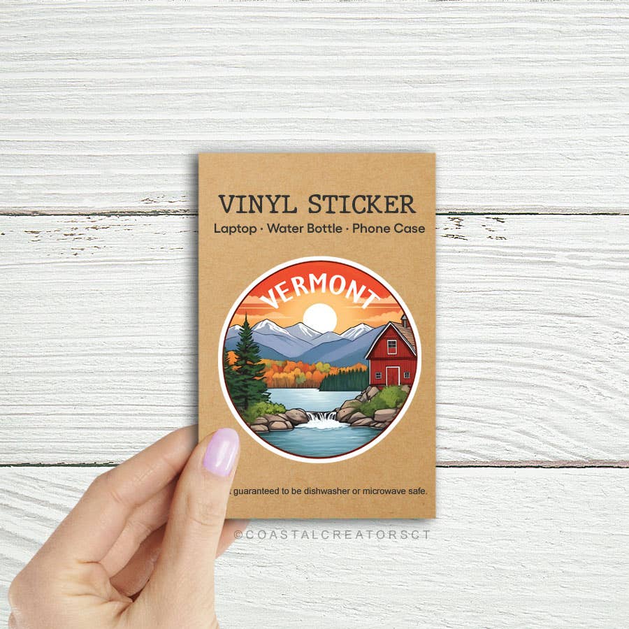 Coastal Creators of Connecticut - Vermont Fall Scene 3" Round Laptop Water Bottle Sticker