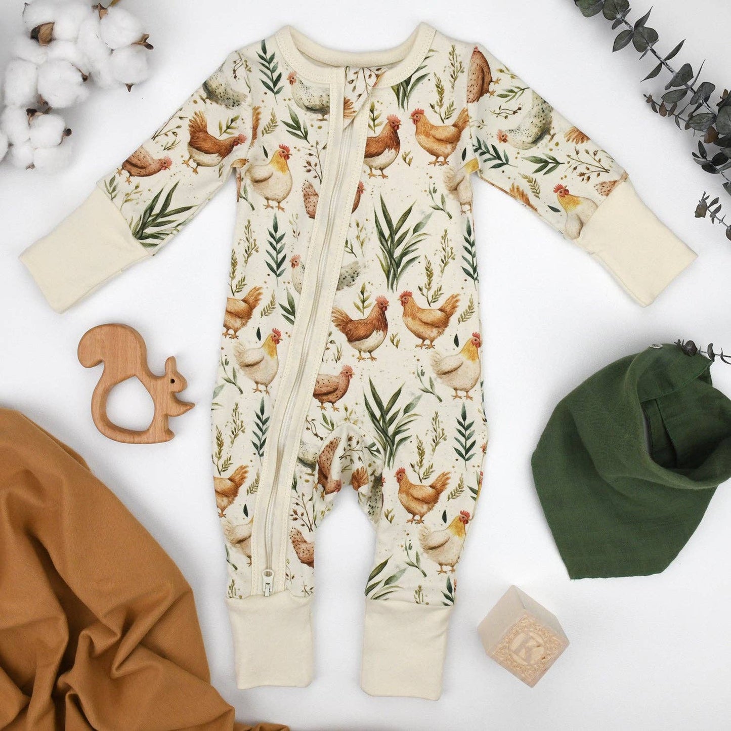 Earthy - Organic Cotton Baby Pajamas 2-Way Zip Front Zipper Sleeper, Chicory