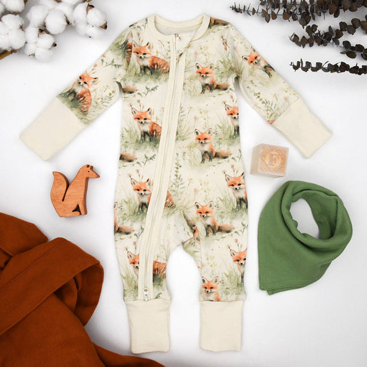 Earthy - Organic Cotton Baby Pajamas 2-Way Zip Front Zipper Sleeper, Clover