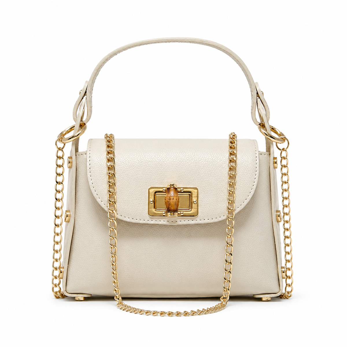 German Fuentes Handbags - GF1075 GENUINE ITALIAN LEATHER  BAMBOO CLASP, CROSSBODY BAG