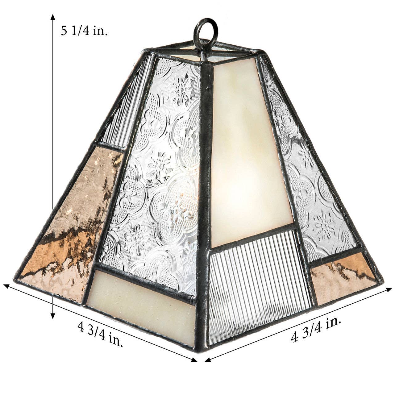 J Devlin Glass Art & Bert Anderson Collection - Lam 710-3 Peach, Ivory and Clear Textures Mini Lamp