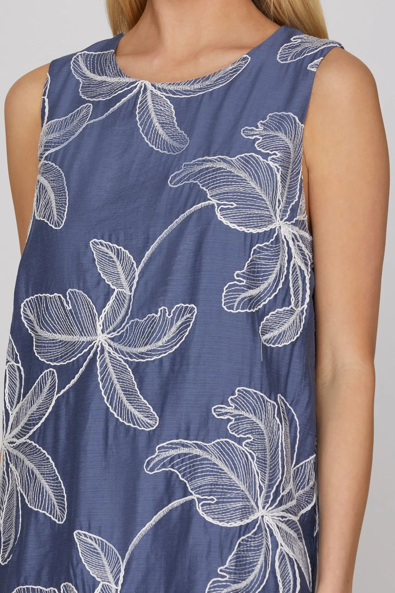 Woven Embroidered Blue Dress