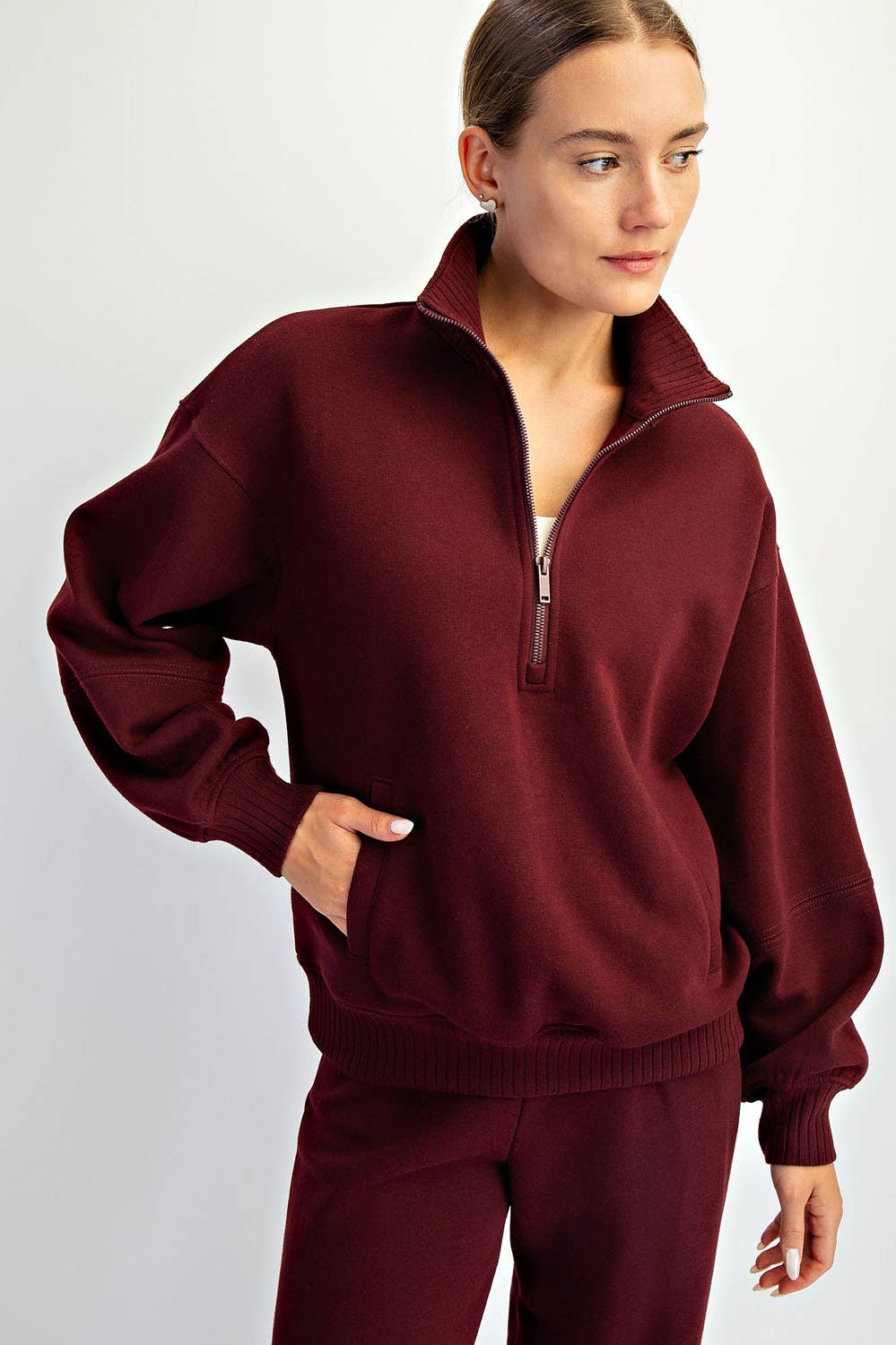 Rae Mode - FRENCH TERRY FLEECE QUARTER ZIP PULLOVER