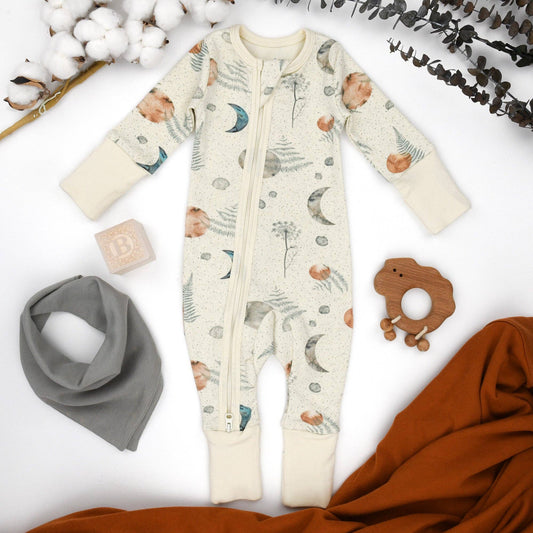 Earthy - Organic Cotton Baby Pajamas 2-Way Zip Front Zipper Sleeper, Eclipse