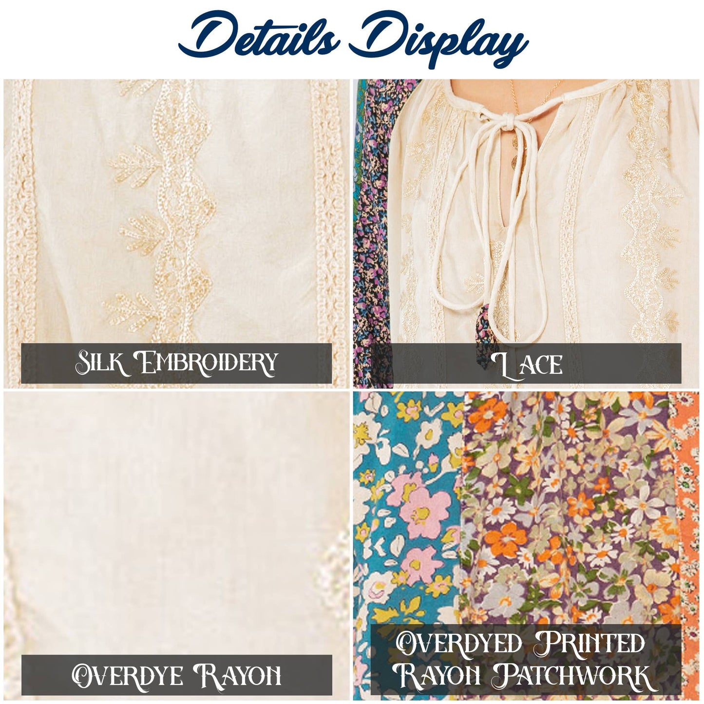 Young Threads - Enchanting Whimsy Overdyed Rayon Peasant Top With Embroidery