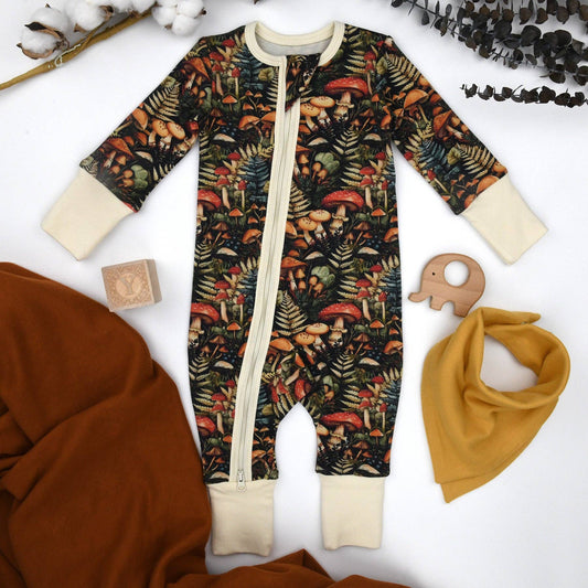 Earthy - Organic Cotton Baby Pajamas 2-Way Zipper Sleeper, Yarrow