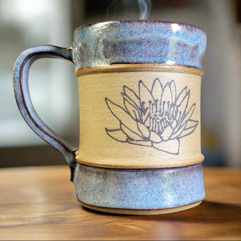 Divine Vessels Pottery - Blue Lotus Mug with blue glaze