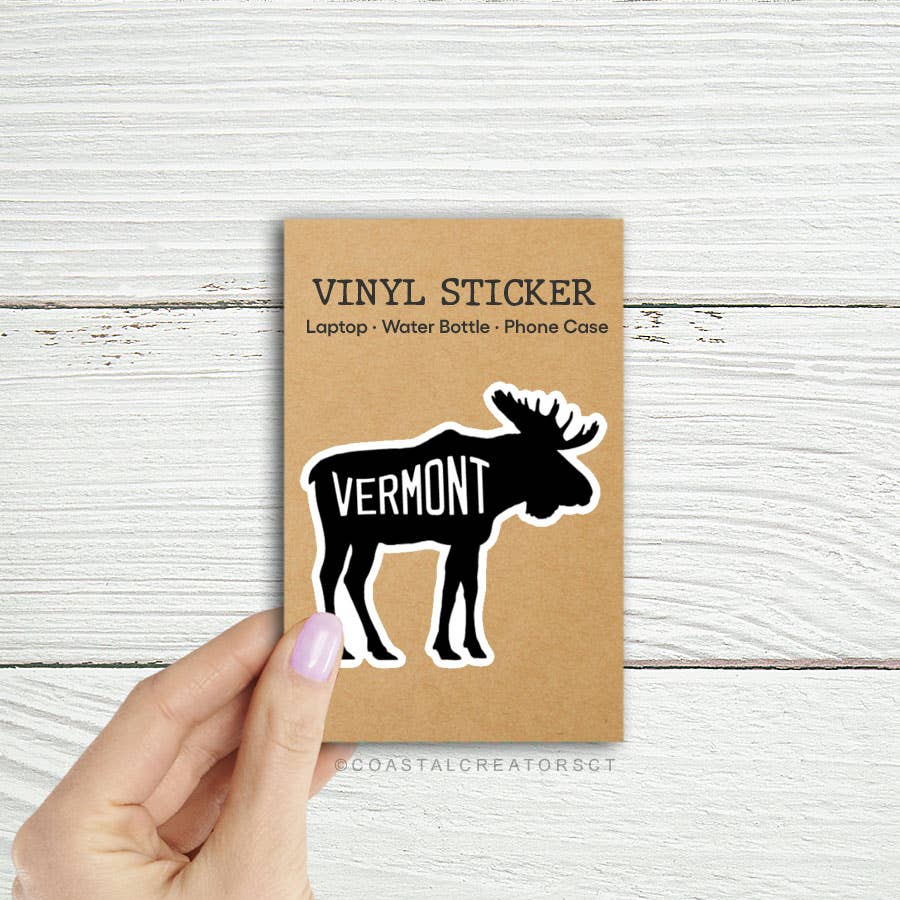 Coastal Creators of Connecticut - Vermont Moose Laptop Water Bottle Sticker