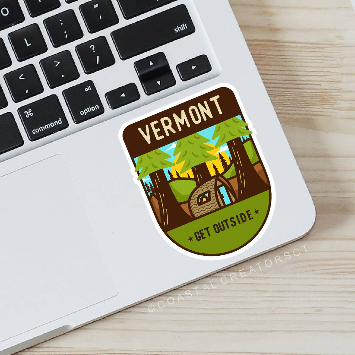 Coastal Creators of Connecticut - Vermont Colorful "Get Outside" Laptop Bottle Sticker