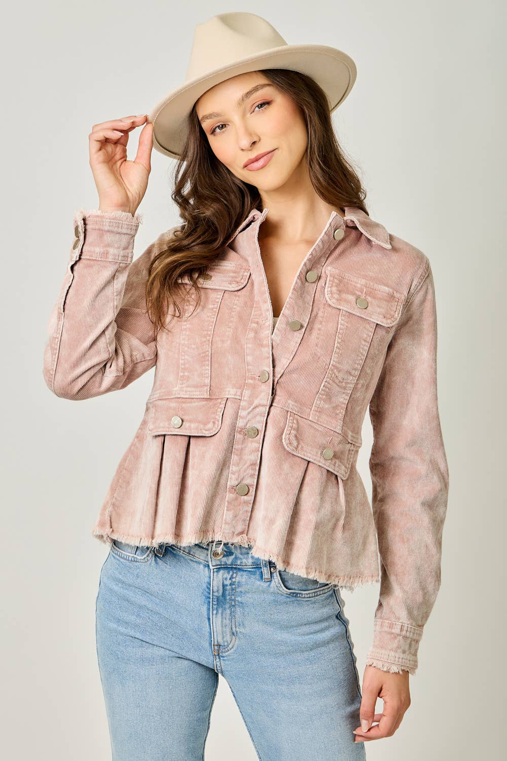 Mystree - 61134 Washed Denim Peplum Jacket