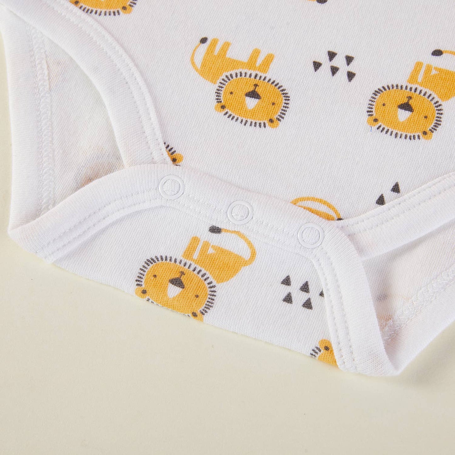 Lollipop Dreams - Pack of 3 Baby Lion Roar Pattern Bodysuits, Short Sleeves