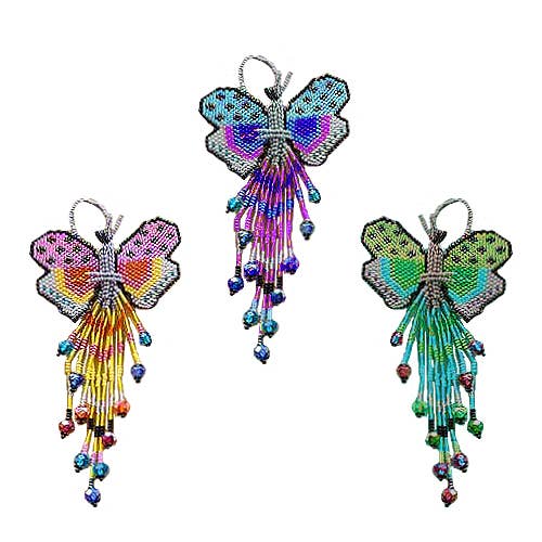 Pichincha - Beaded Butterfly Figurine Seed Bead Fringe Dangle Ornament