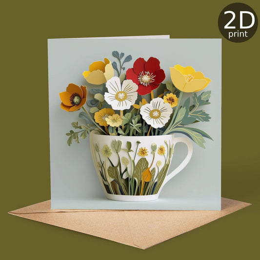 Good Post Day - Teacup Poppies 2D Printed Card