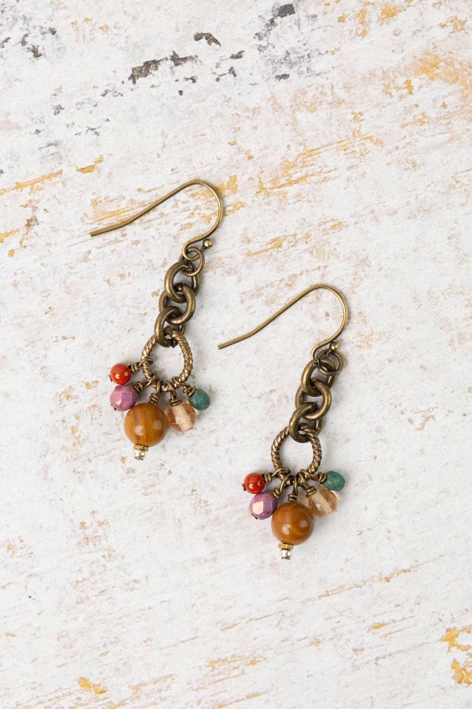 Anne Vaughan Designs Jewelry - Earthen Czech Glass with Jasper Dangle Earrings