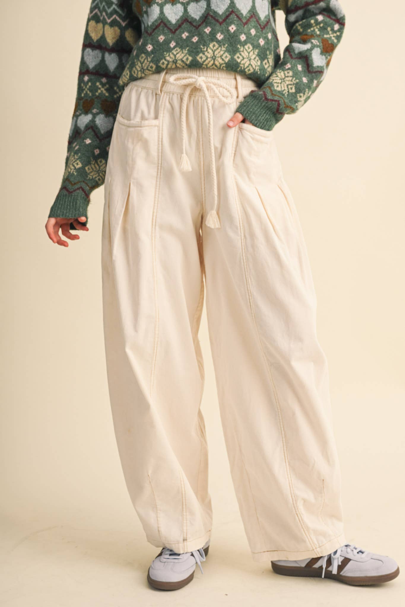 &MERCI - WASHED CORDUROY PLEATED BARREL PANTS MP4155