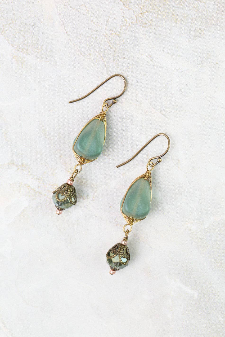 Anne Vaughan Designs Jewelry - Mauve Crystal, Czech Glass Herringbone Earrings