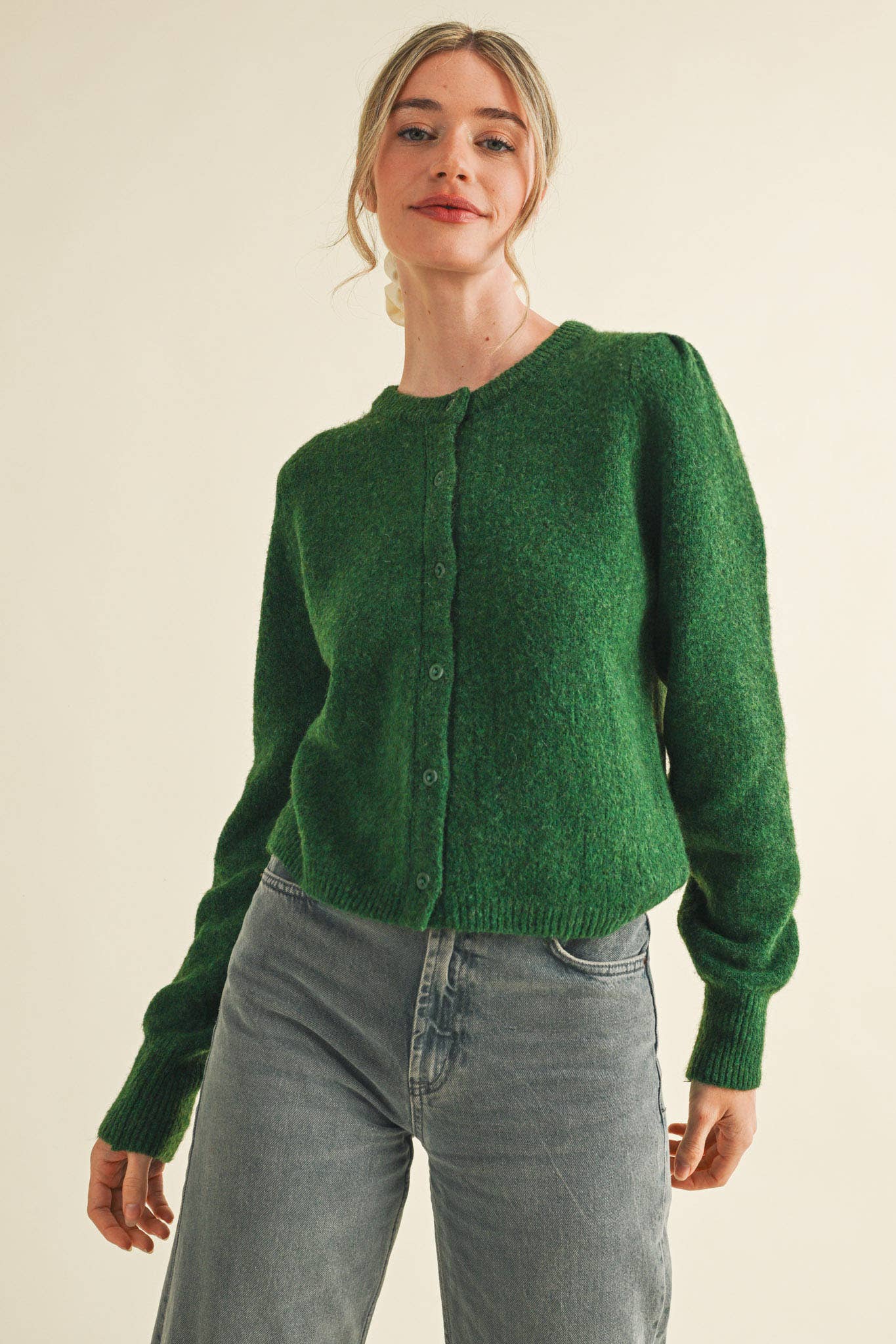 &MERCI - LONG PUFF SLEEVE SWEATER CARDIGAN MSW11018