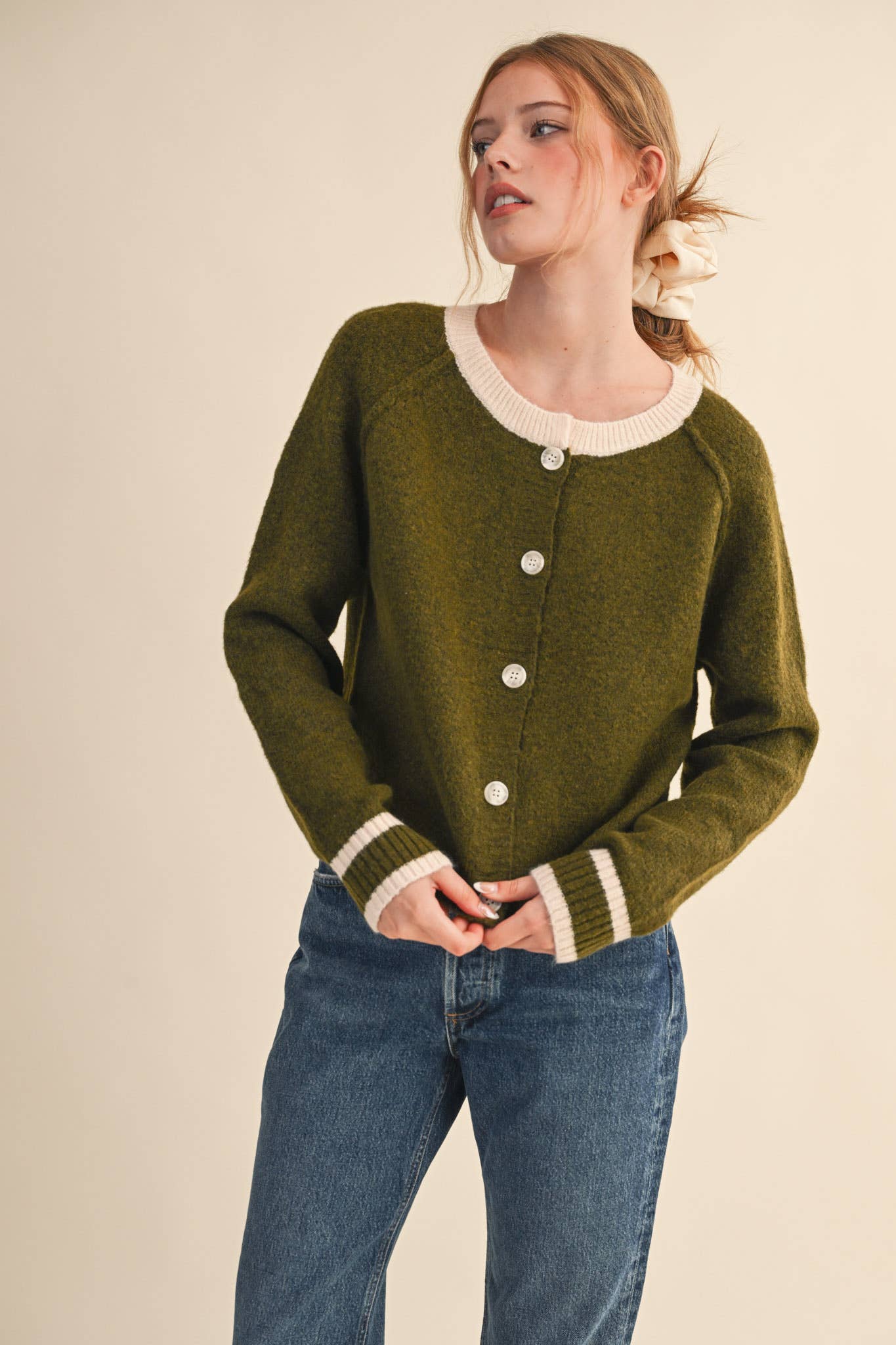 &MERCI - TWO TONE SWEATER CARDIGAN MSW11246