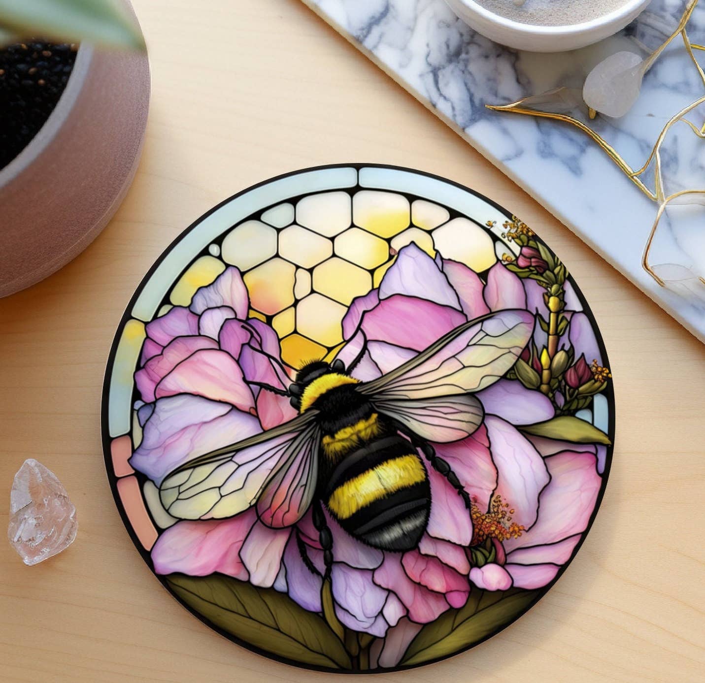 Fernville Creations - Nature-Inspired Stained Glass Ceramic Coasters