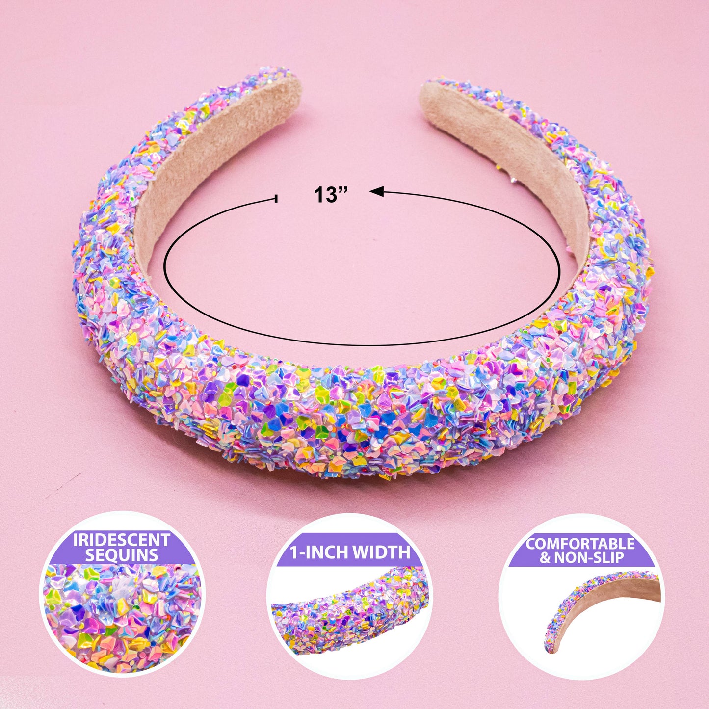 Frog Sac - Kids Padded Headband - Chunky Sequin Hair Band