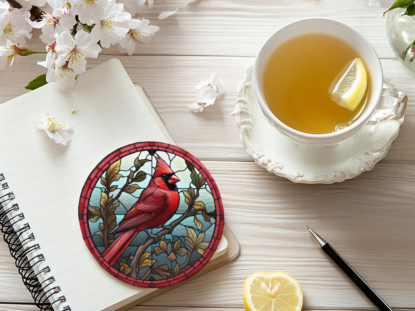 Fernville Creations - Cardinal Coaster, Bird Lover Gift, Nature Home Decor