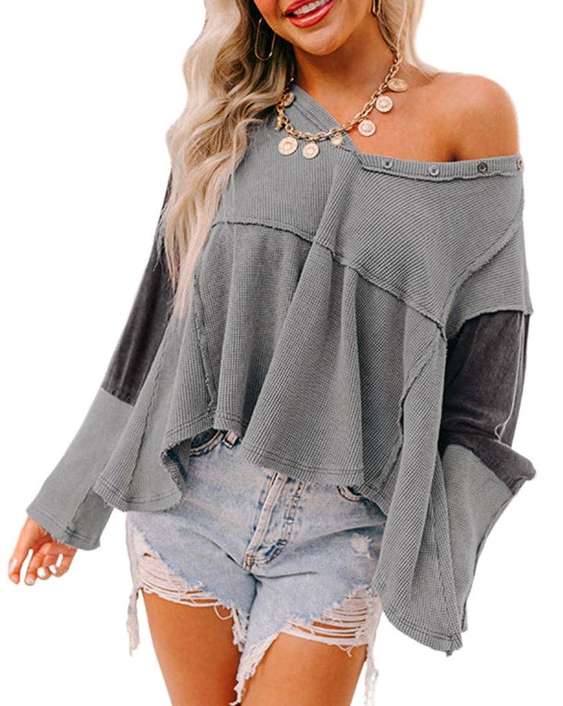 Bash Colorblock Pretty Bash - Colorblock Waffle Exposed Seam Top – The B's Nest