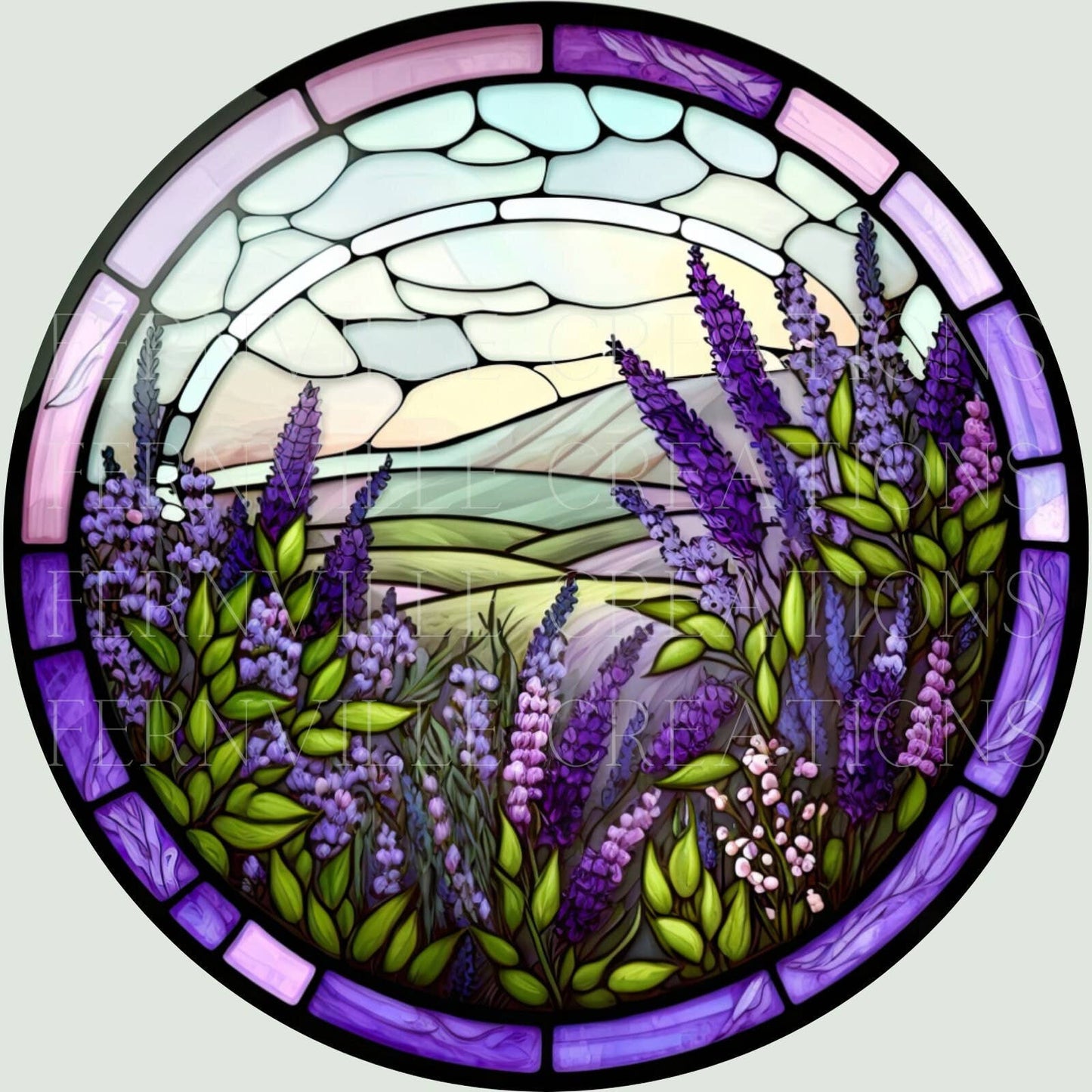 Fernville Creations - Lavender Floral Ceramic Coaster, Eco-Friendly Home Decor