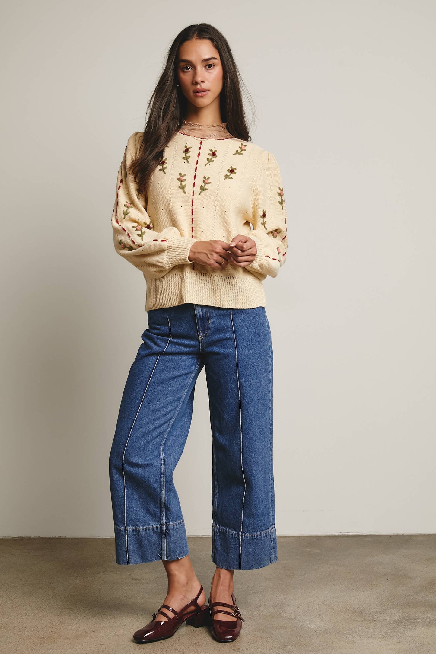 Forte - Embroidered Blossom Knit Sweater FSW0002