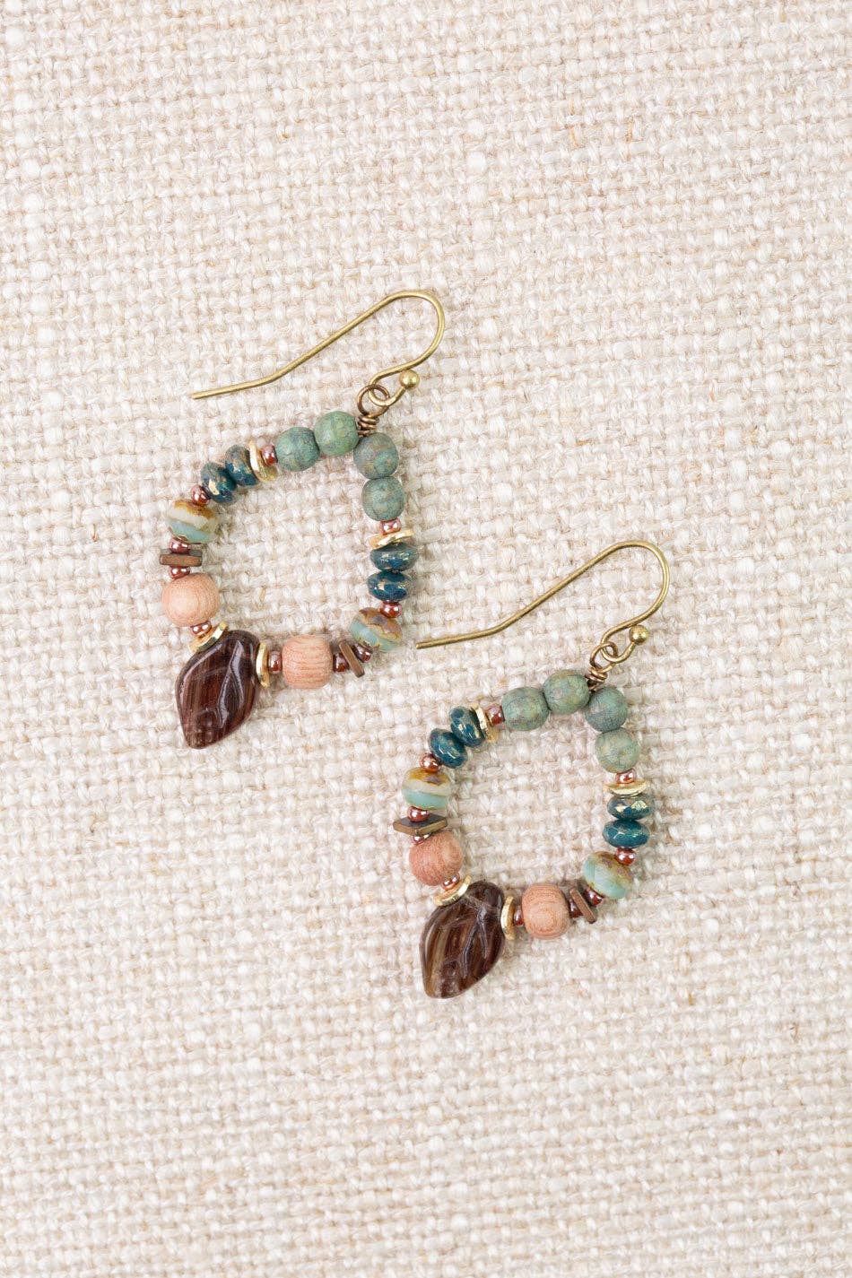 Anne Vaughan Designs Jewelry - Folklore Wood, Czech Glass Hoop Earrings
