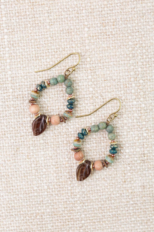 Anne Vaughan Designs Jewelry - Folklore Wood, Czech Glass Hoop Earrings