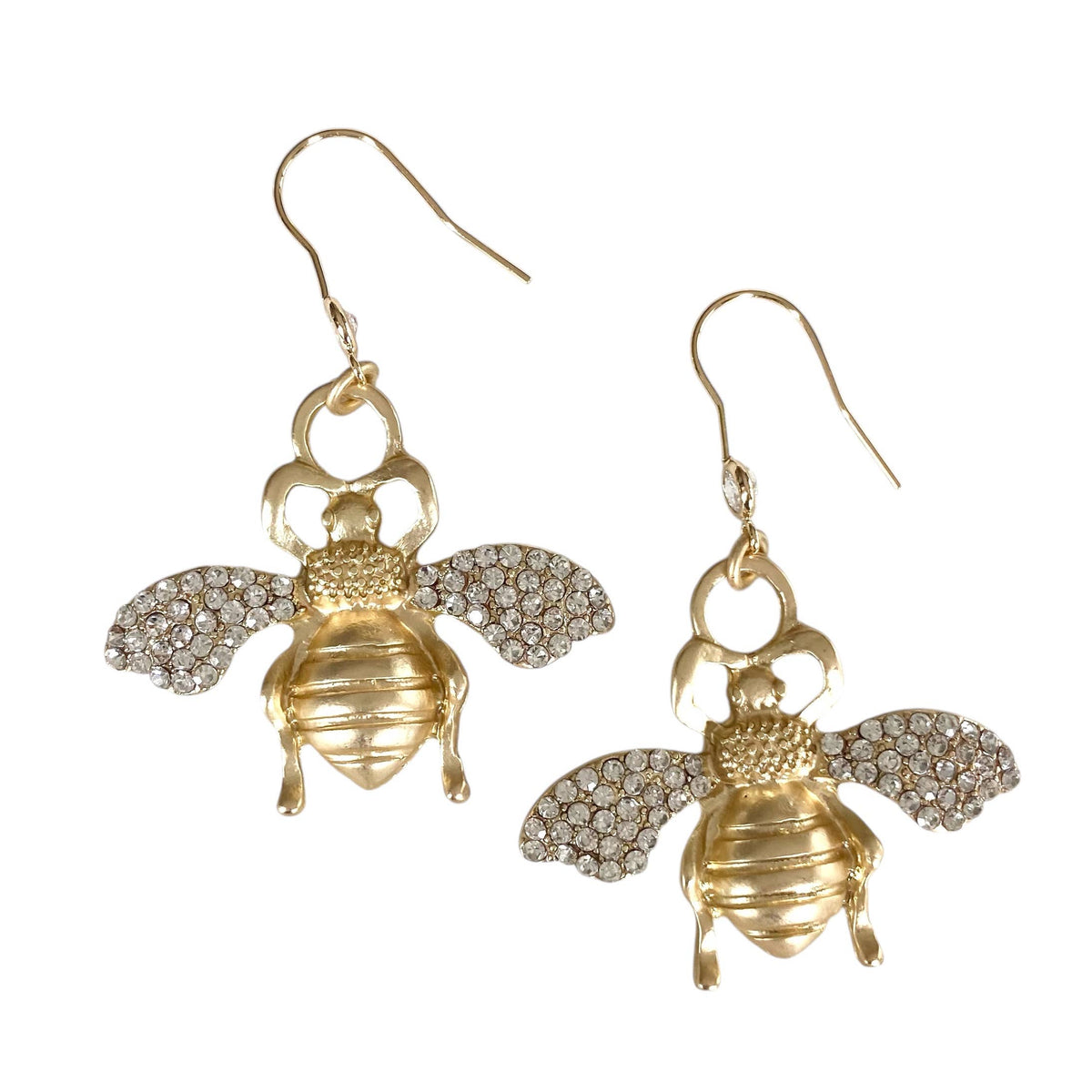VB&CO Designs Handmade Jewelry - Gold Crystal Bee Drop Earrings – Sparkling Statement