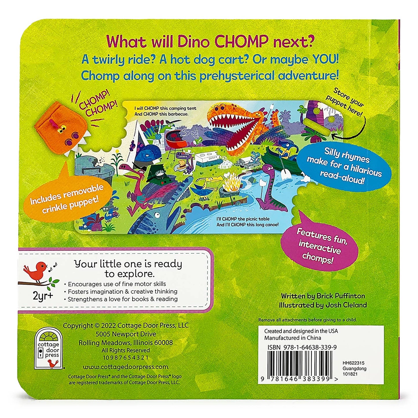 Cottage Door Press - Chomp Chomp Dino Board Book with Puppet