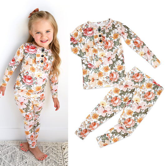 Gigi and Max - Bamboo Pajama Kids Clothing Sleepies Toddler 2PC Ruffle Set Nella