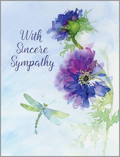 GINA B DESIGNS - Sympathy Greeting Card - Blue Anenomes