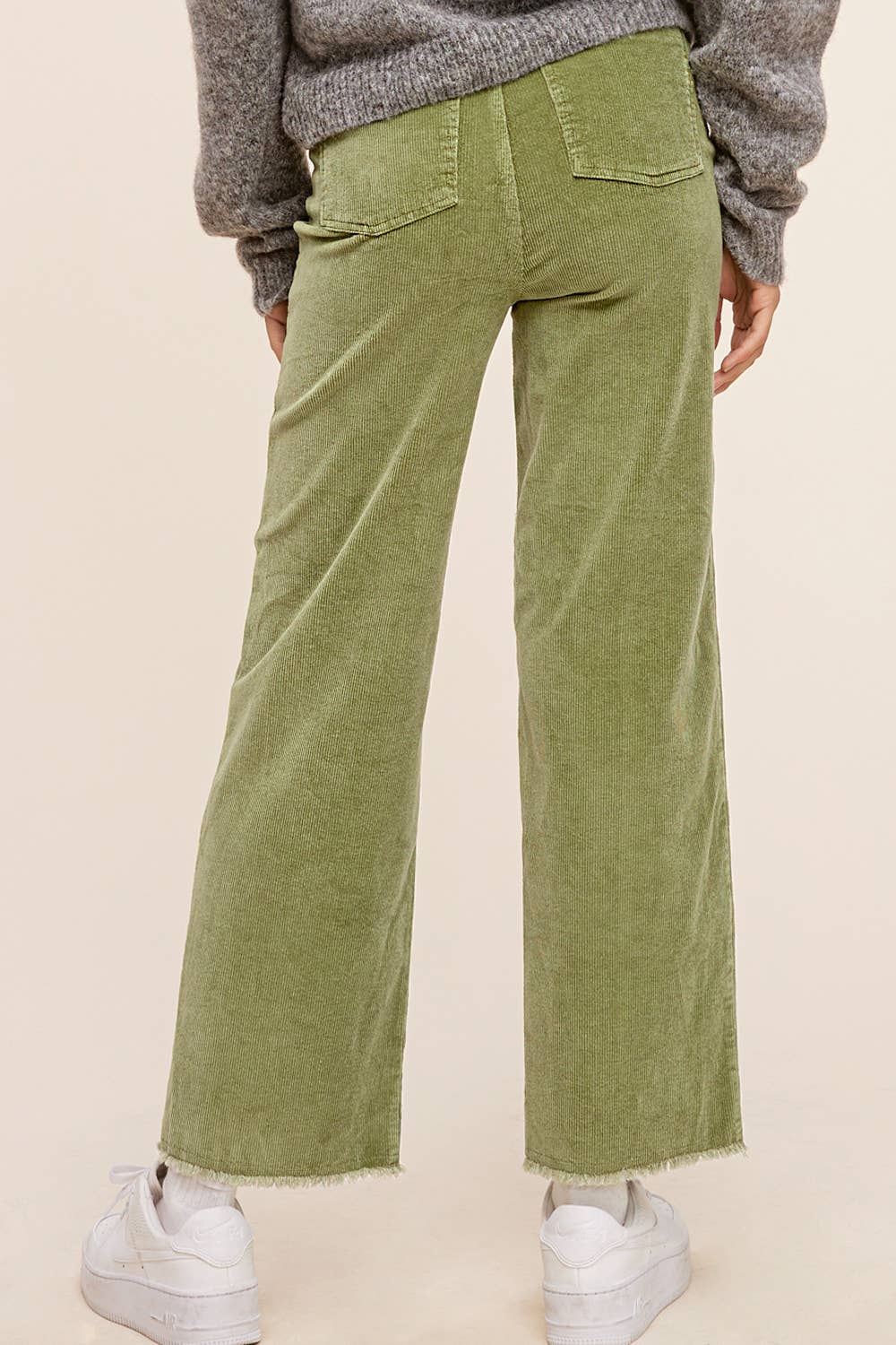 La Miel - MCP4220-Mineral Washed High Waisted Wide Leg Corduroy Pants