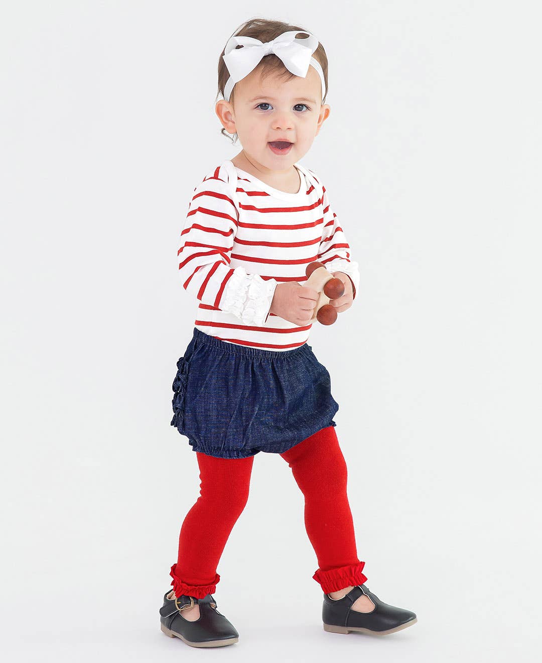 RuffleButts + RuggedButts - Girls Red Footless Ruffle Tights