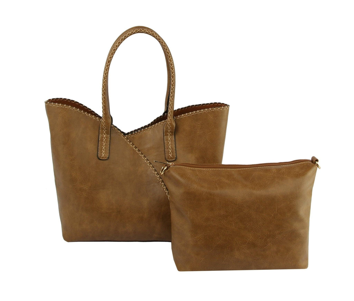 MiMi Wholesale - COL001-2 2-in-1 Stitch Trim Detail Shoulder/Tote Set Bag