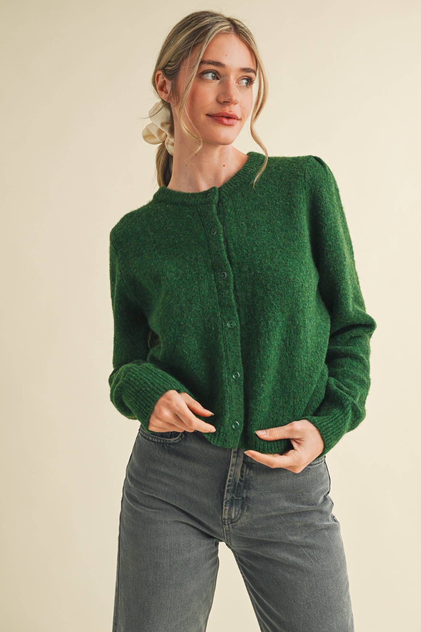 &MERCI - LONG PUFF SLEEVE SWEATER CARDIGAN MSW11018