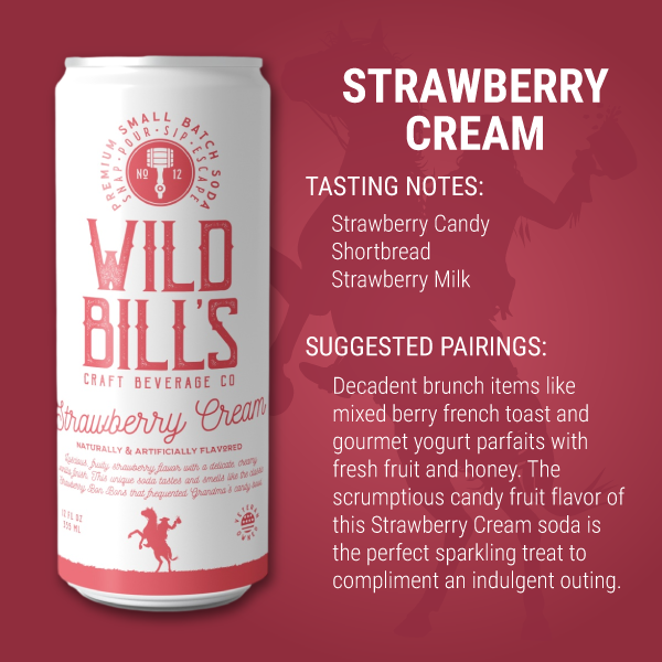 Wild Bill’s Craft Beverage Co. - Strawberry Cream  - Premium Cane Sugar Soda, 12-Pack, Cans