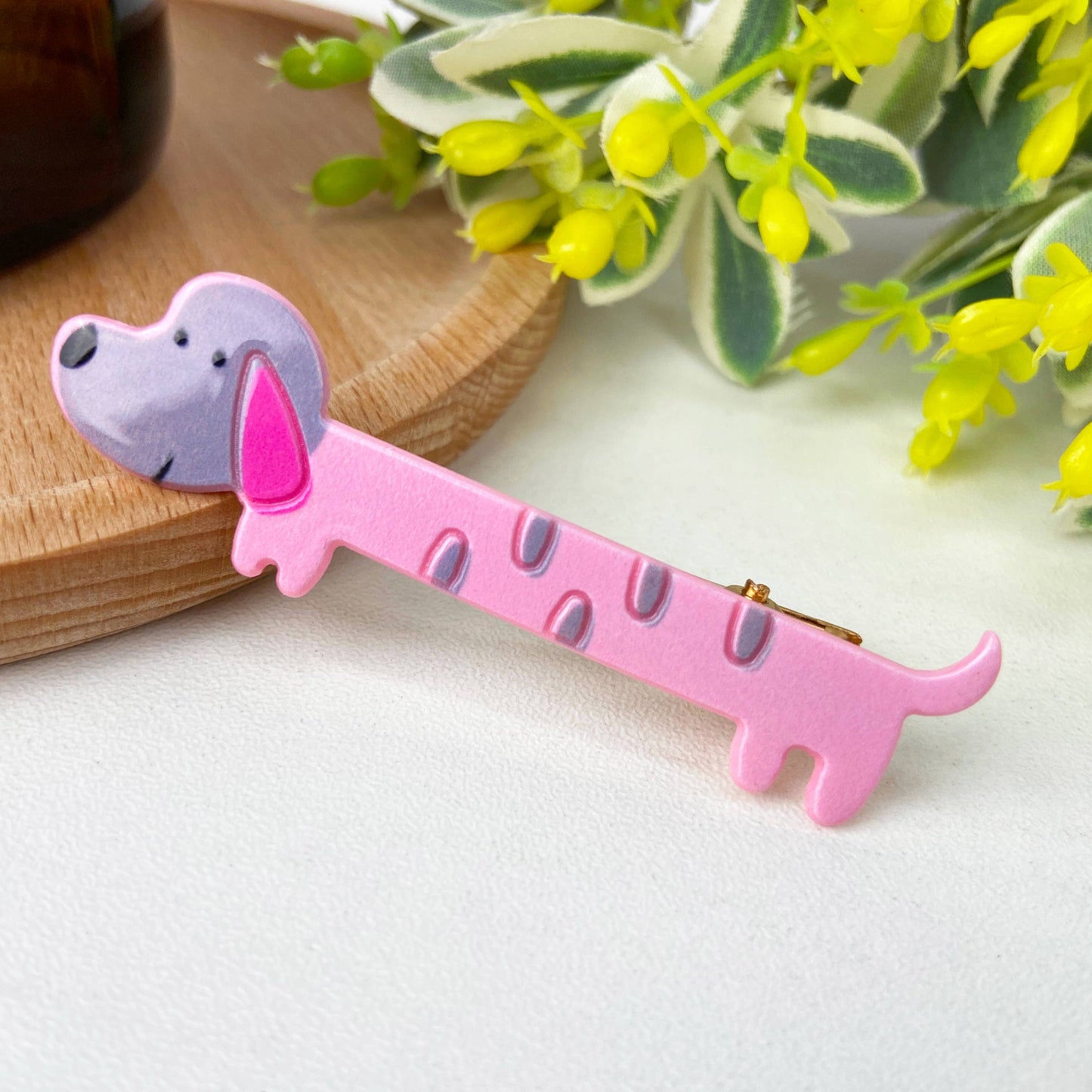 SoapElenGlen - Cute cartoon colorful dachshund hair clip