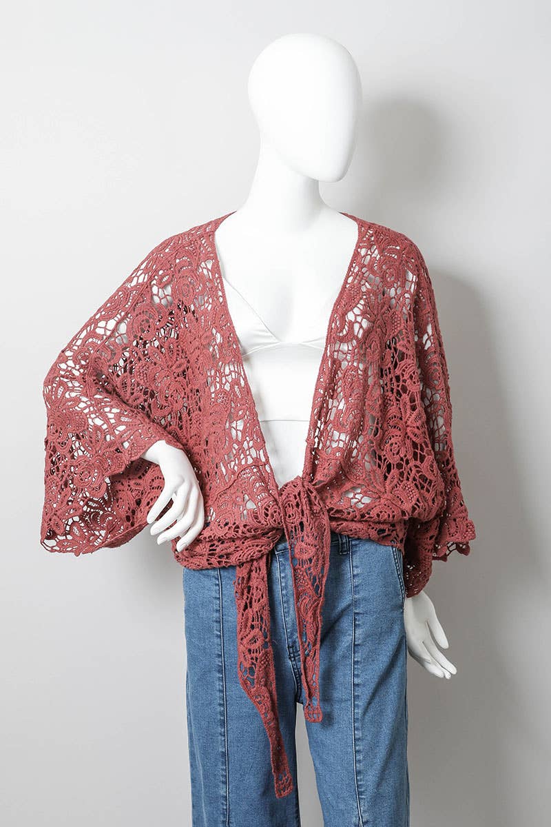 Leto Accessories - Crochet Floral Petal Kimono Wrap 🌼