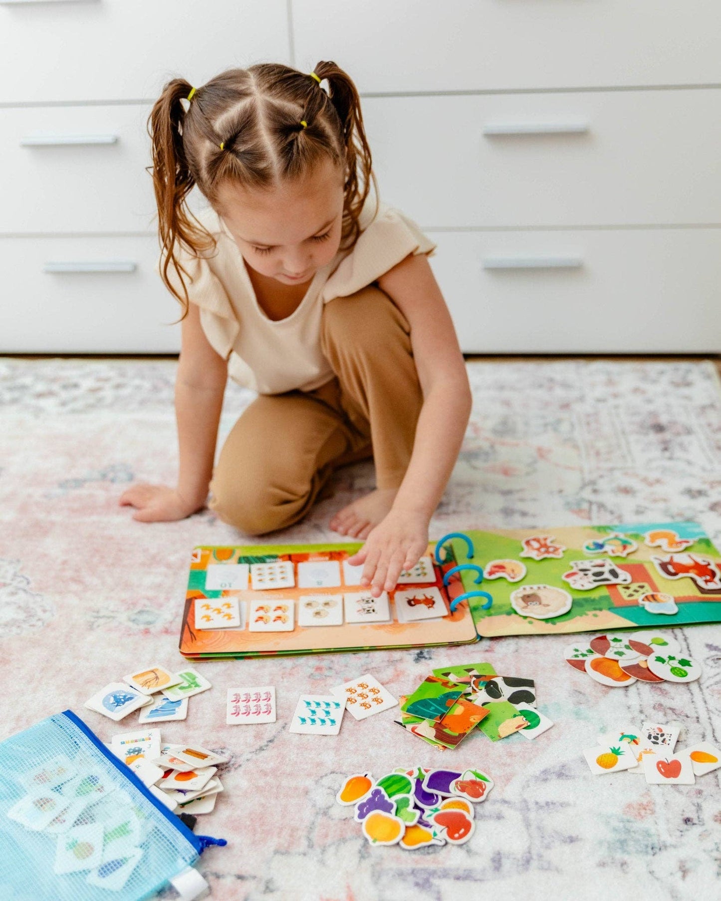Spirit 'N Sprout - Farm Busy Book for Toddlers - Preassembled with Zipper Pouch - Velcro Matching Activity Book