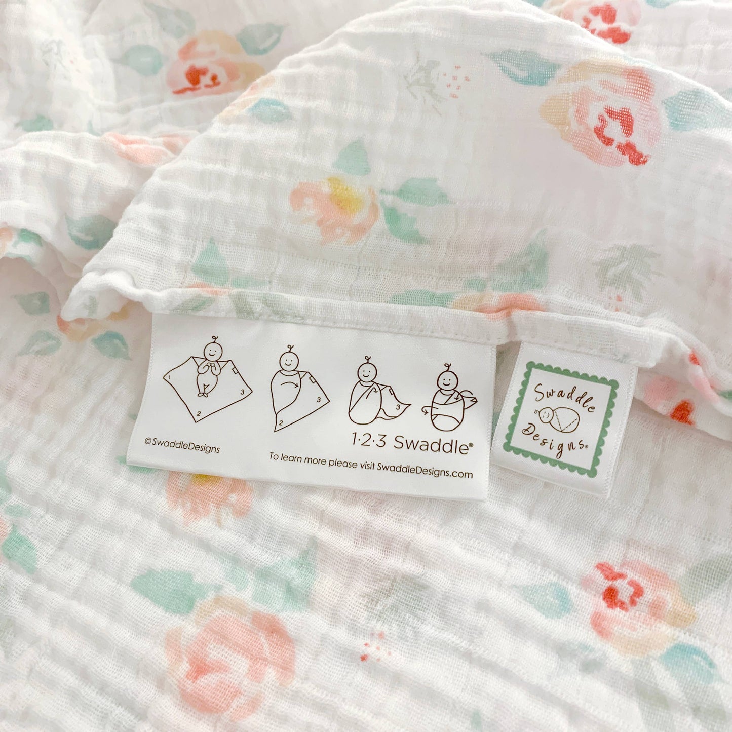 SwaddleDesigns - Watercolor Peachy Pink Floral Muslin Swaddle Blanket