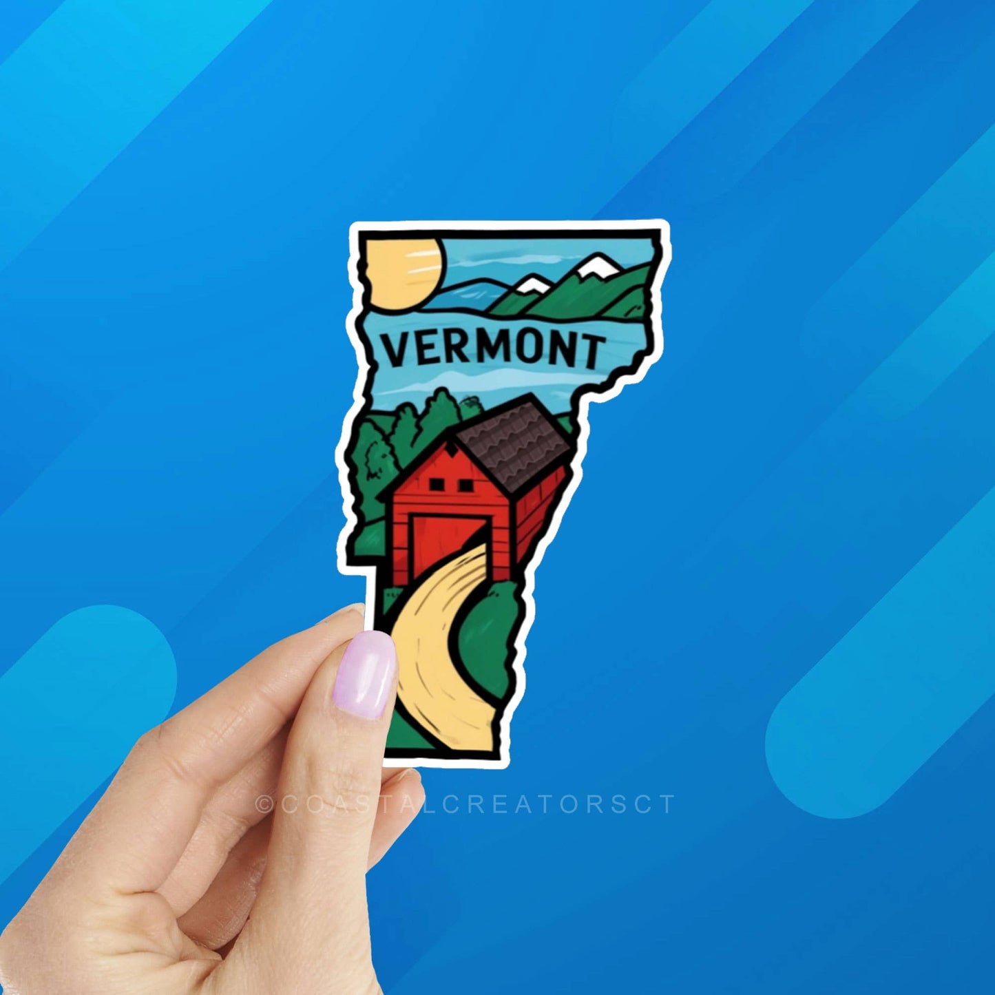 Coastal Creators of Connecticut - Vermont Covered Bridge Laptop, Kindle Water Bottle Sticker